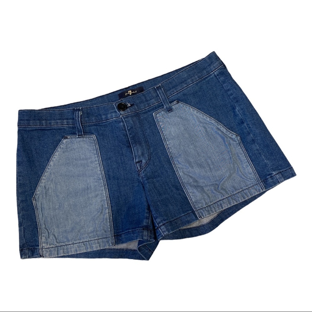 7 For All Mankind Two Tone Vintage Mid-Rise Jean Shorts  [069]